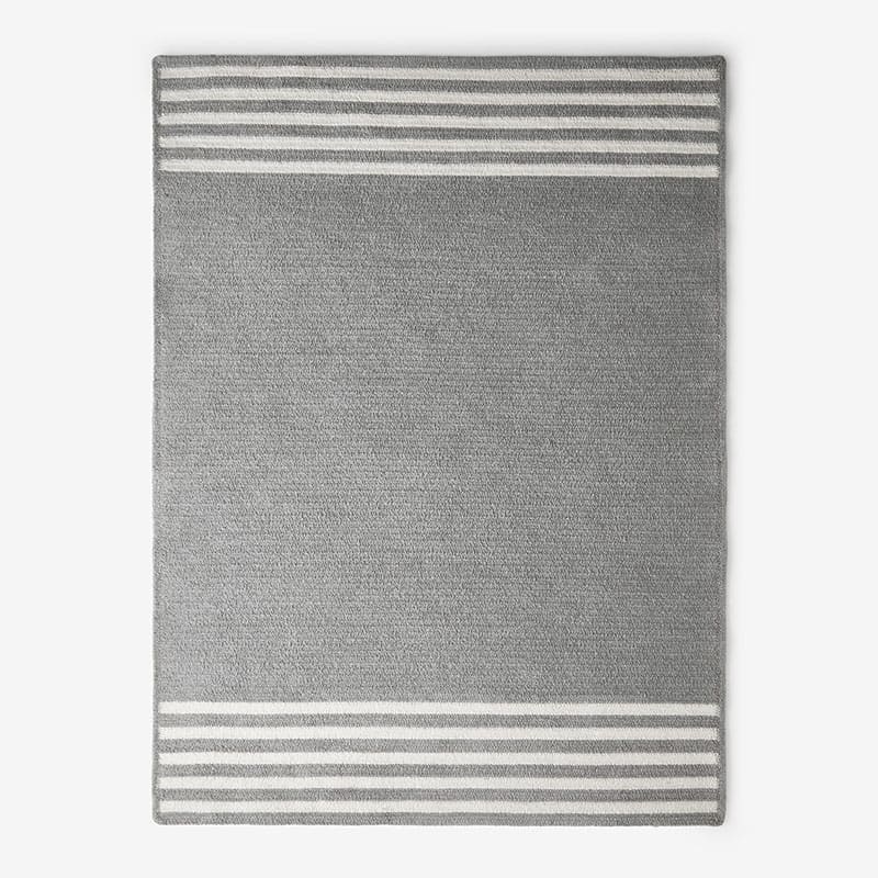 The Company Store Chenille Border Stripe Handwoven Reversible Rug In Gray