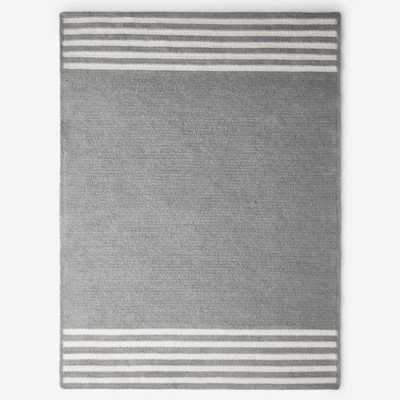 The Company Store Chenille Border Stripe Handwoven Reversible Rug In Gray