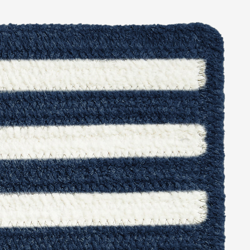 The Company Store Chenille Border Stripe Handwoven Reversible Rug In Blue