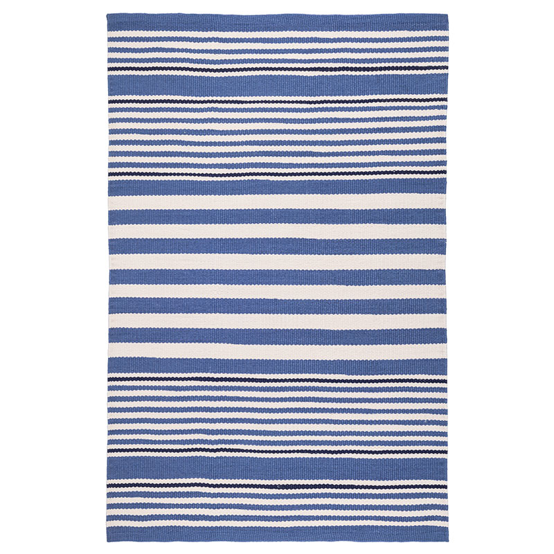 Shop The Company Store Rugby Stripe Denim Handwoven Indoor/outdoor Rug In Blue