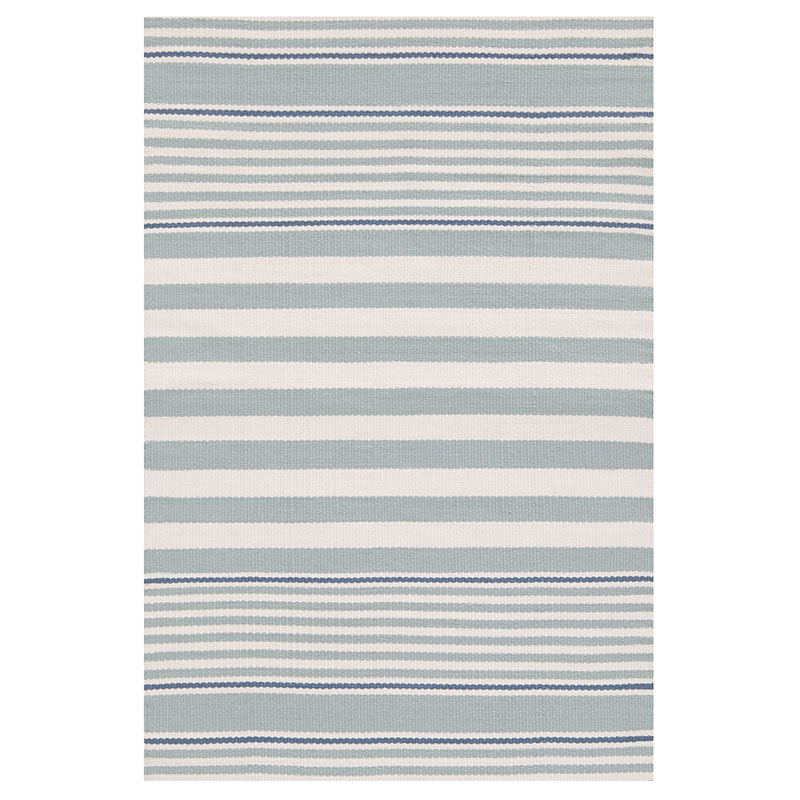 Shop The Company Store Rugby Stripe Denim Handwoven Indoor/outdoor Rug In Light Blue