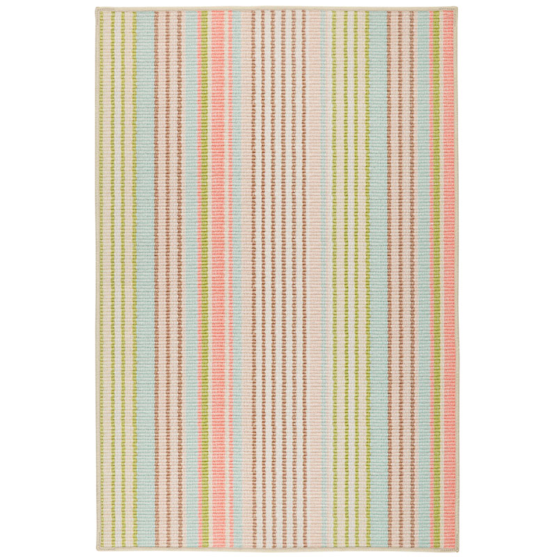 Ana Ticking Washable Rug - Aqua, 5' x 8'
