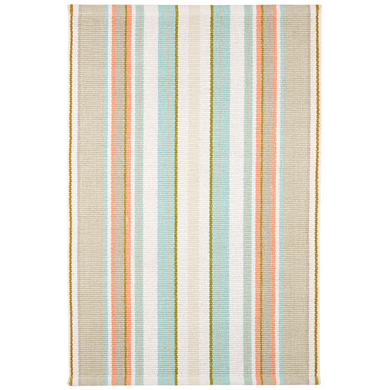 The Company Store Daphne Stripe Handwoven Cotton Rug In Sky