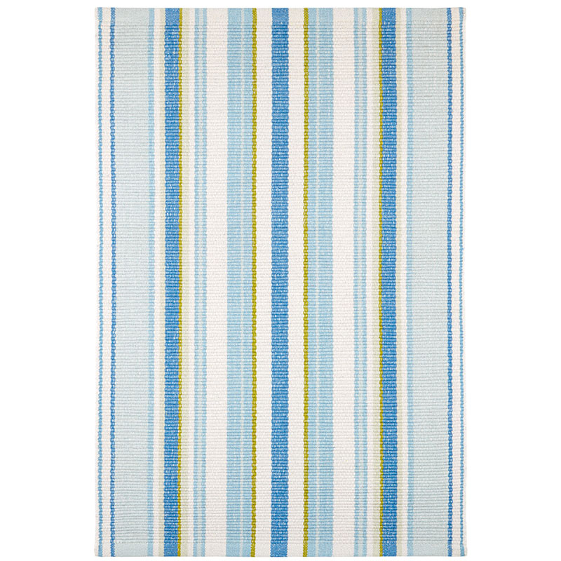 The Company Store Daphne Stripe Handwoven Cotton Rug In Blue
