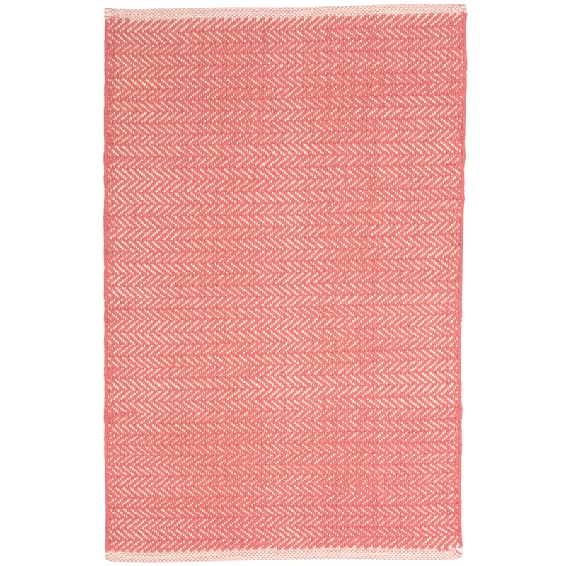 The Company Store Herringbone Handwoven Cotton Rug In Pink