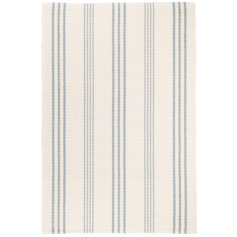 The Company Store Swedish Stripe Handwoven Cotton Rug In Blue