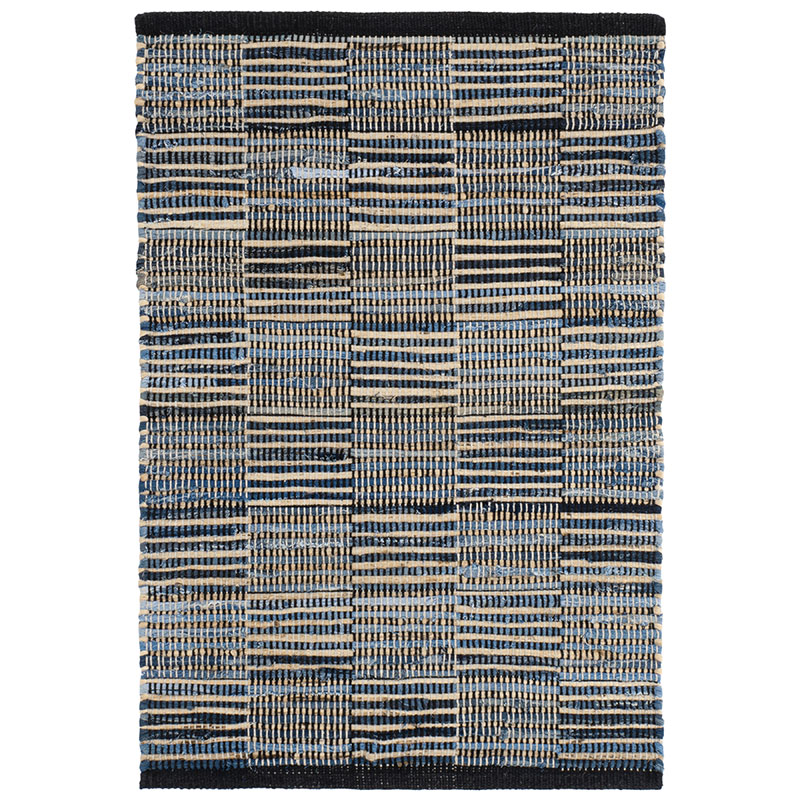 The Company Store Denim Rag Handwoven Gridwork Cotton Rug In Blue