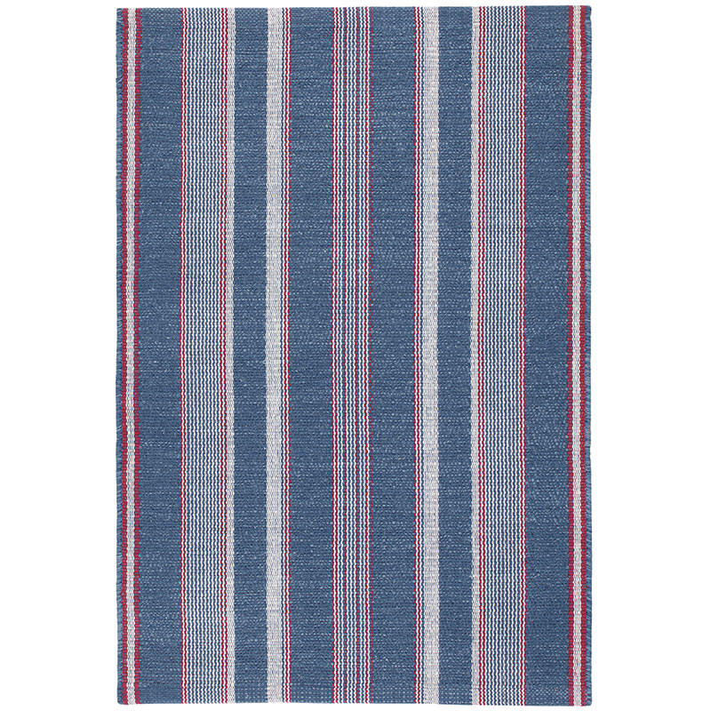 The Company Store Camden Stripe Handwoven Cotton Rug In Blue