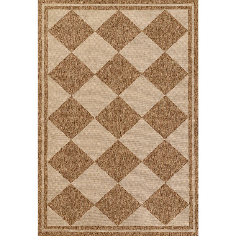 The Company Store Diamond Checkered Outdoor Rug In Beige/brown