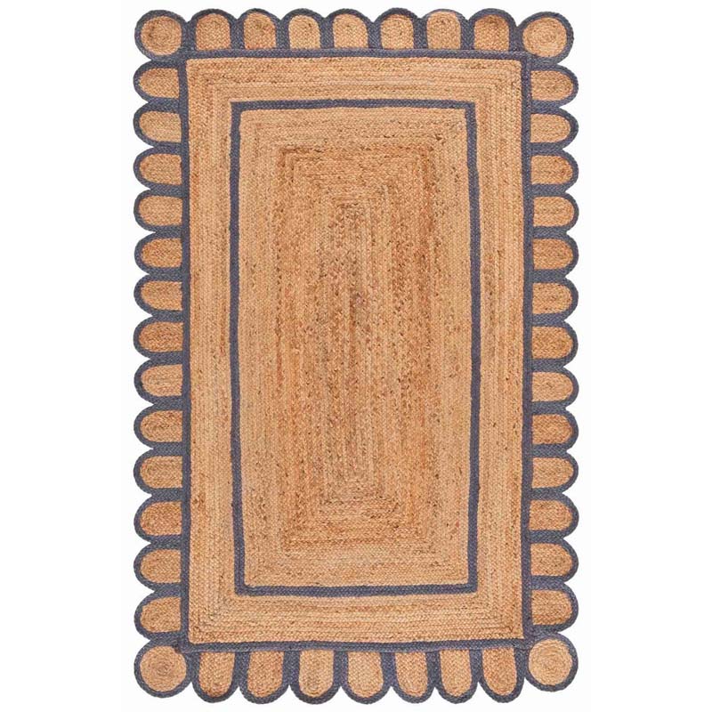 The Company Store Scallop Border Handwoven Jute Rug In Blue