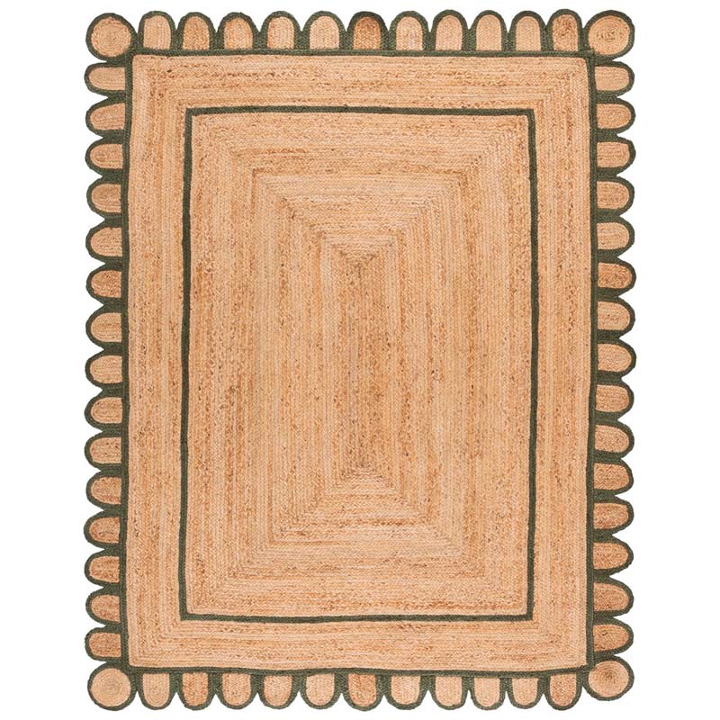 The Company Store Scallop Border Handwoven Jute Rug In Brown