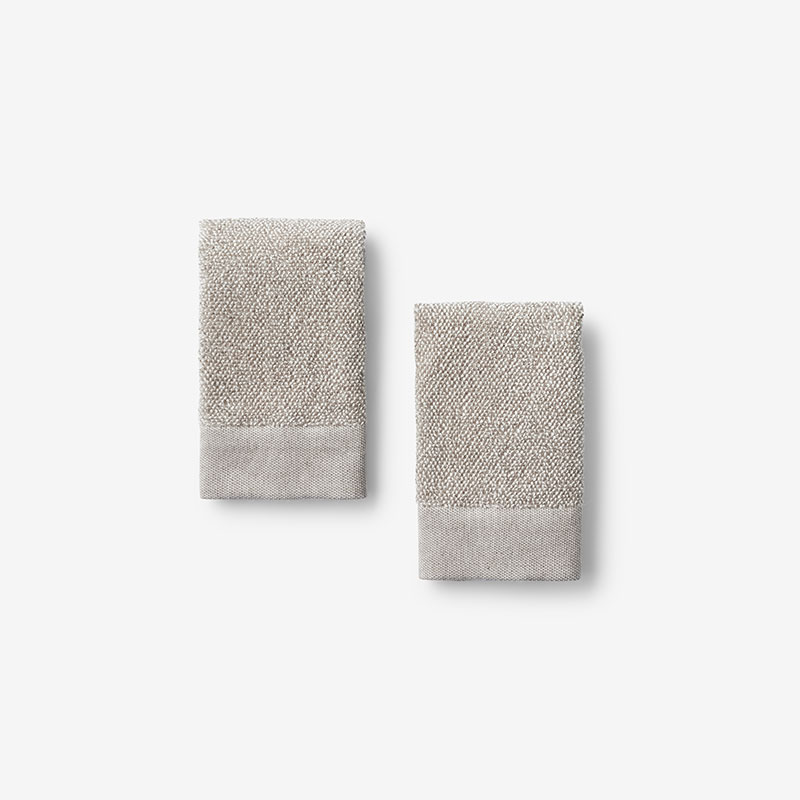 The Company Store Cotton And Linen Mélange Washcloths, Set Of 2 In Beige