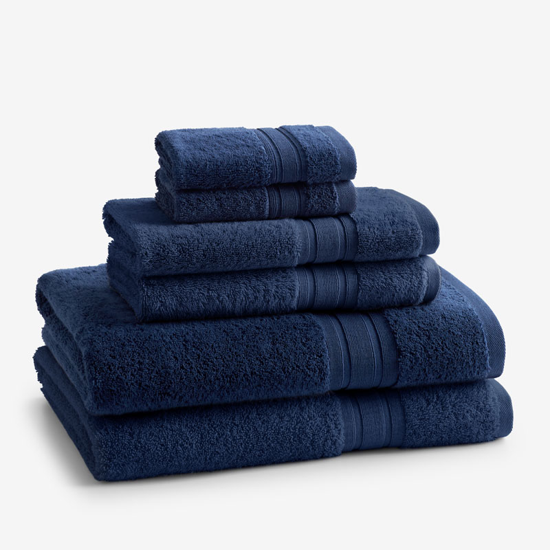 Turkish Cotton Bath Towel Set (6 Piece Set in Navy)