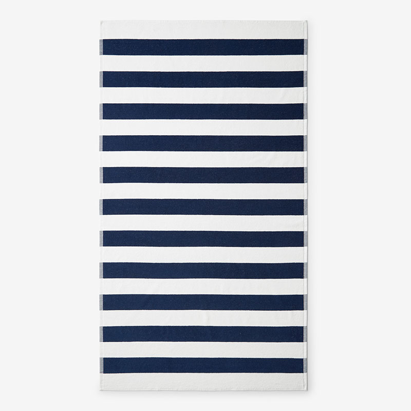 The Company Store Classic Cabana Stripe Beach Towel In Blue
