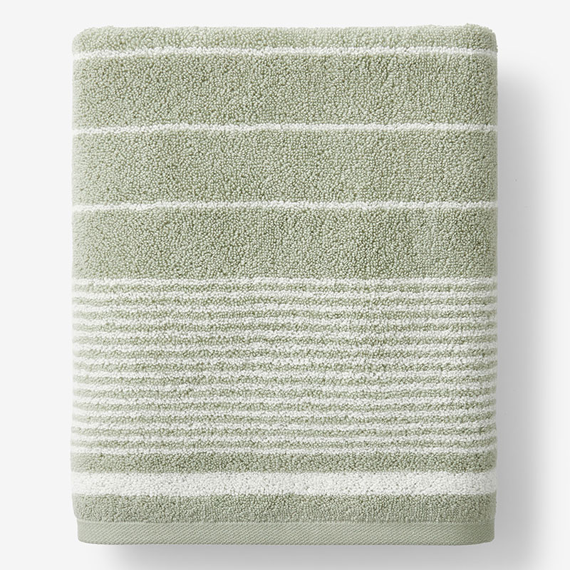 The Company Store Plush Spa Stripe Bath Sheet In Green