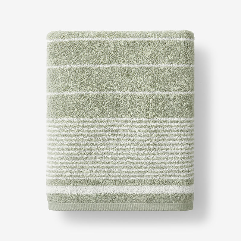 The Company Store Plush Spa Stripe Bath Towel In Green