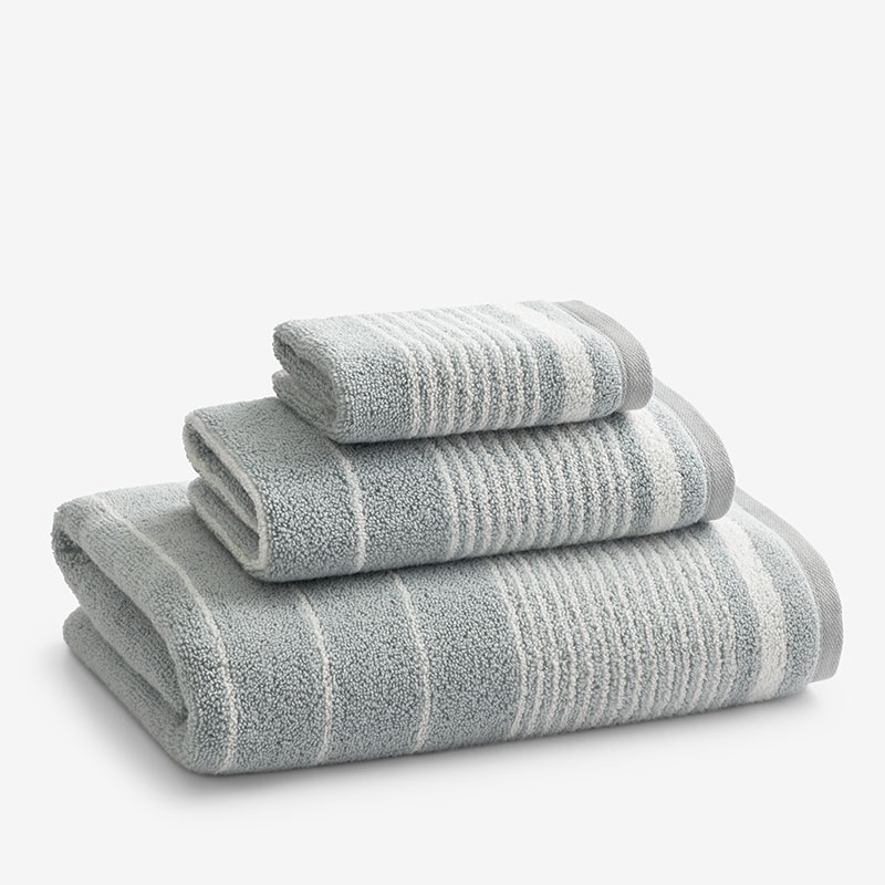 The Company Store Plush Spa Stripe Bath Towel In Blue