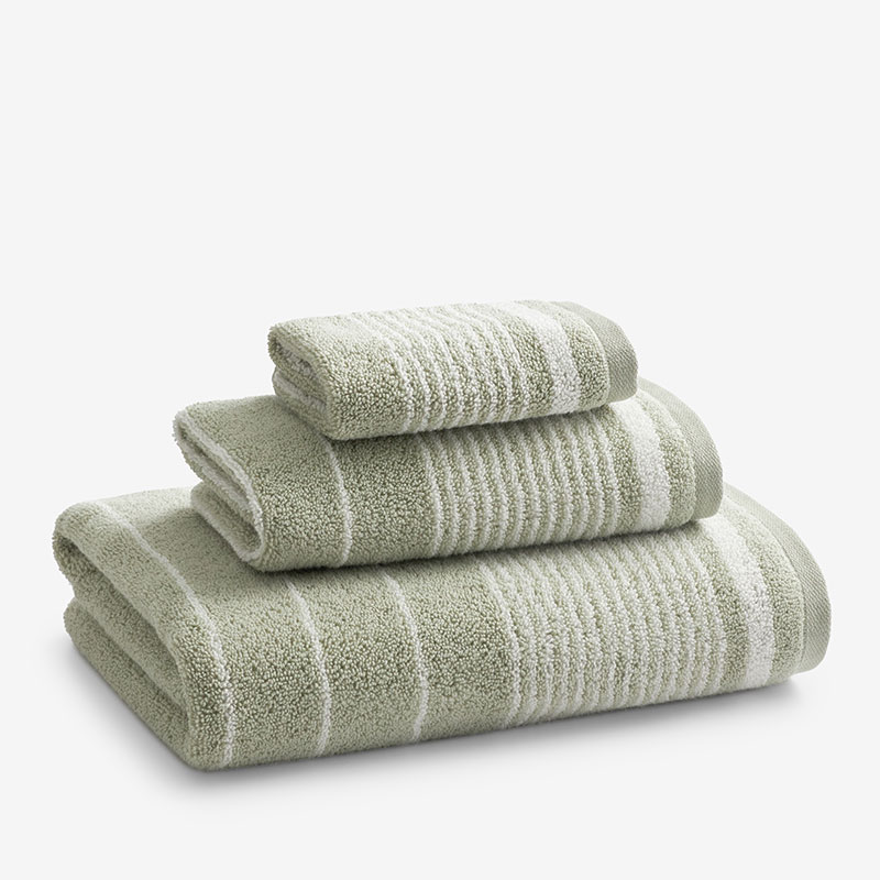 The Company Store Plush Spa Stripe Hand Towel In Green