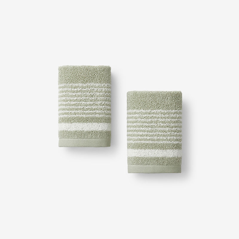 The Company Store Plush Spa Stripe Washcloths, Stripes Print, Set Of 2 In Green