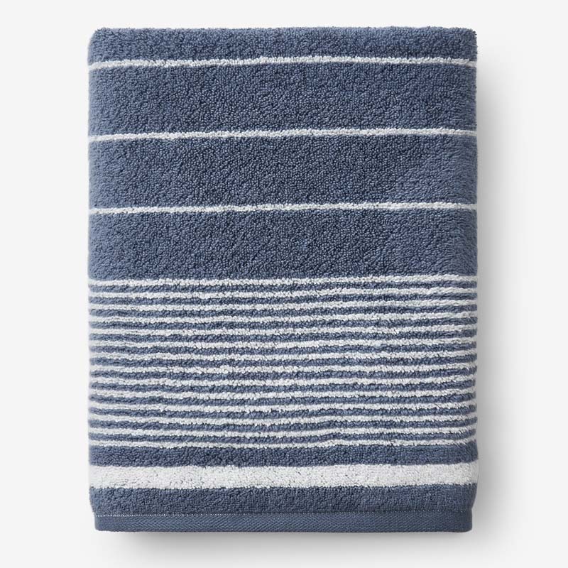 The Company Store Plush Spa Stripe Bath Sheet In Blue