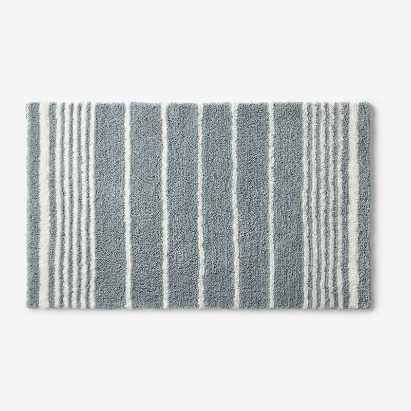 The Company Store Plush Spa Stripe Bath Rug In Blue