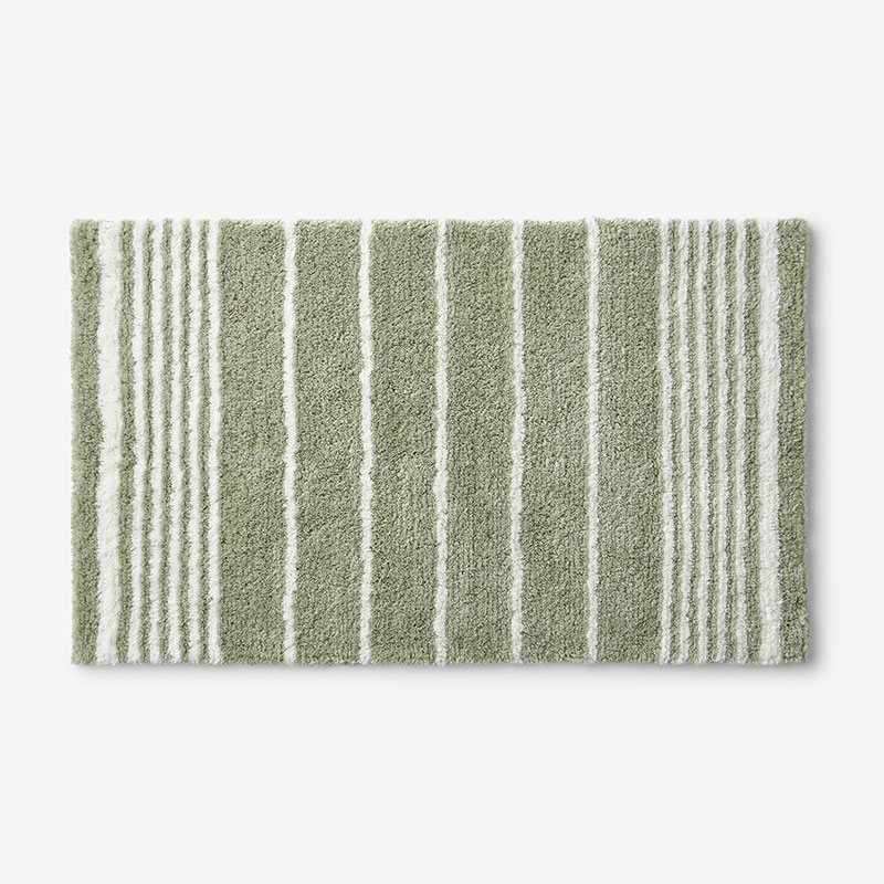The Company Store Plush Spa Stripe Bath Rug In Green