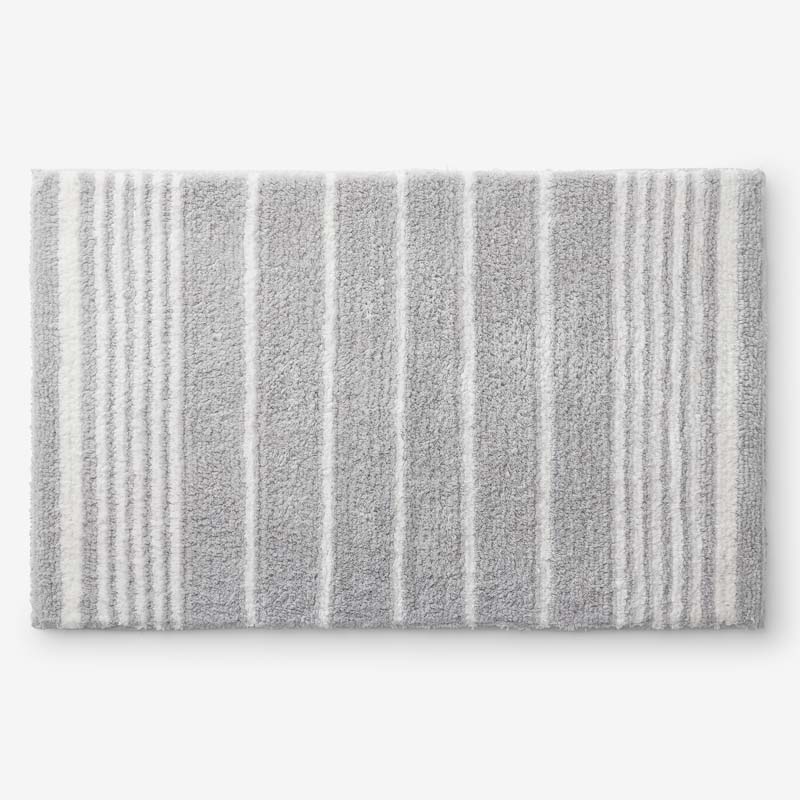 The Company Store Plush Spa Stripe Bath Rug In Gray