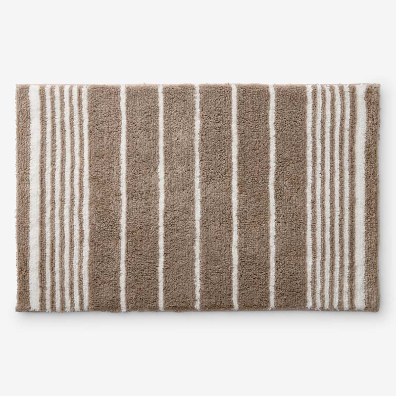 The Company Store Plush Spa Stripe Bath Rug In Brown