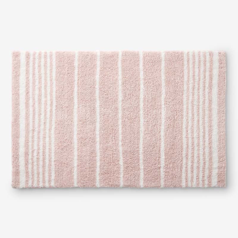 The Company Store Plush Spa Stripe Bath Rug In Pink