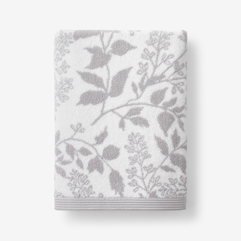 The Company Store Ginkgo And Wildflower Jacquard Bath Towel In Gray