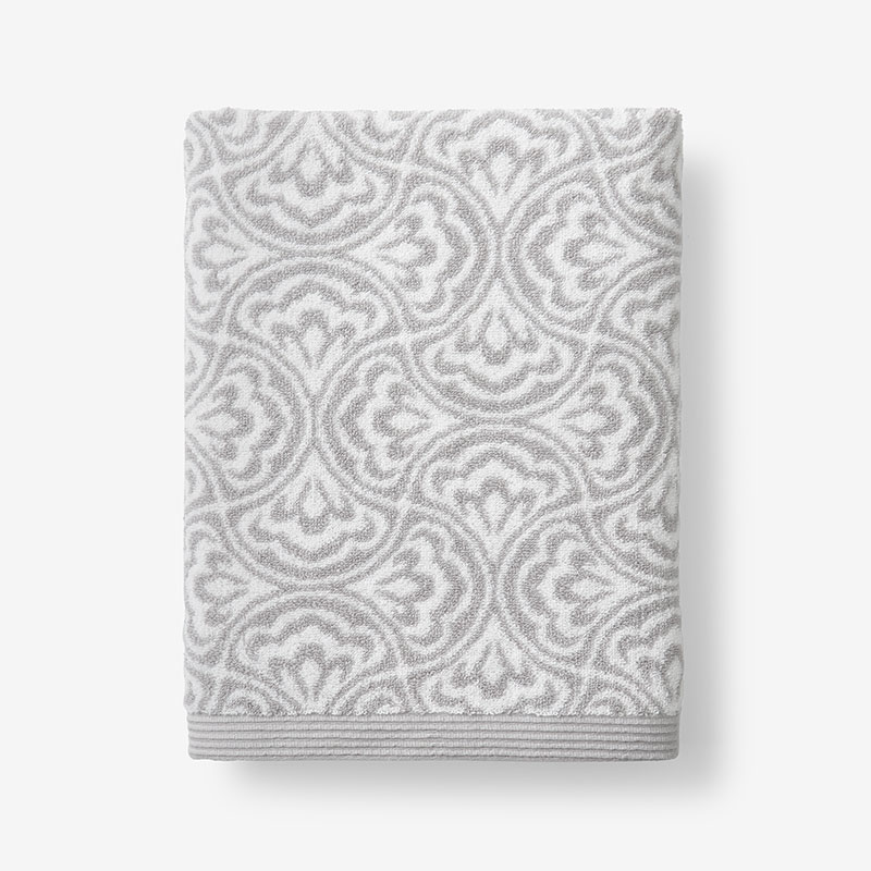 The Company Store Ginkgo And Wildflower Jacquard Bath Towel In Gray