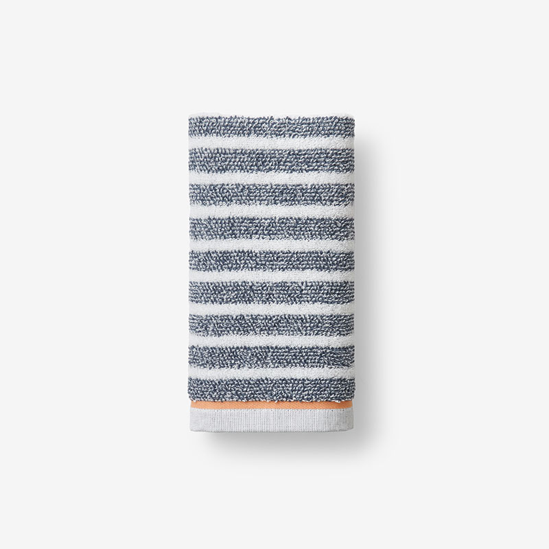 The Company Store Mélange Stripe Reversible Cotton Hand Towel In Blue/gray