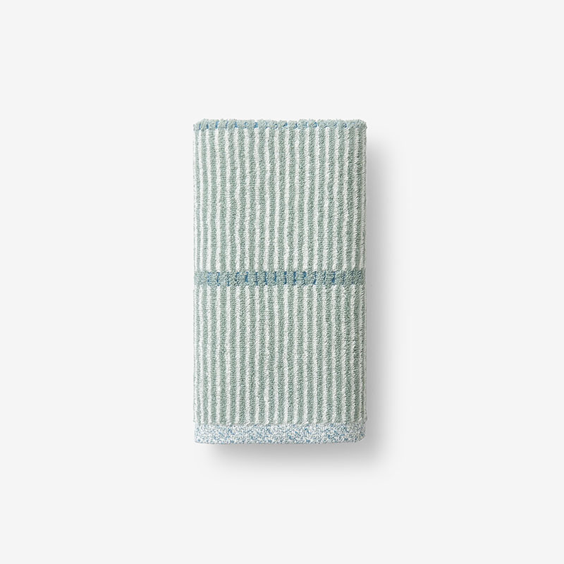 Company Cotton Narrow Stripe Reversible Cotton Hand Towel - Spa Green