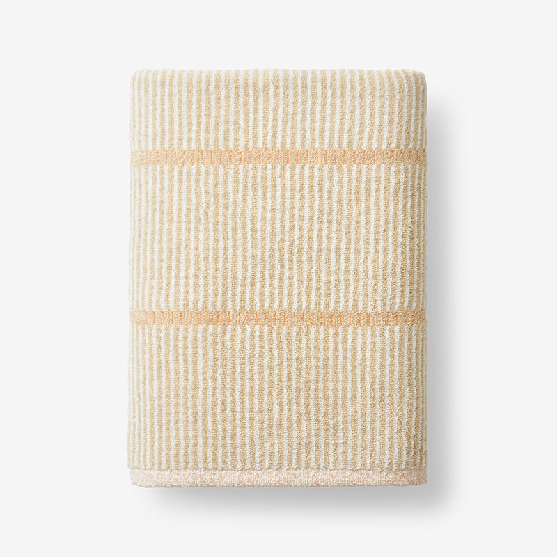 The Company Store Narrow Stripe Reversible Cotton Bath Sheet In Orange/coral