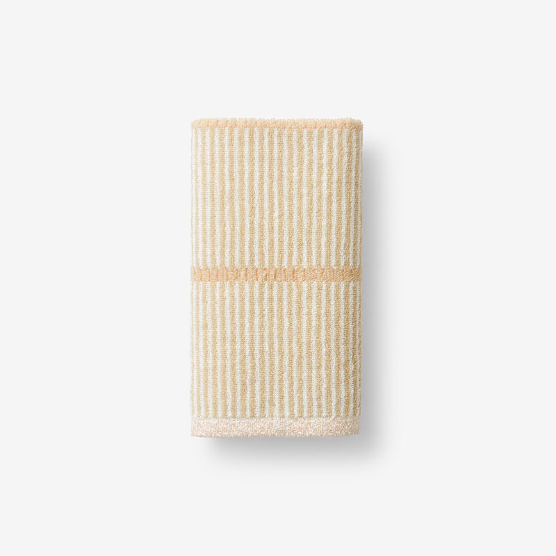 The Company Store Narrow Stripe Reversible Cotton Hand Towel In Orange/coral