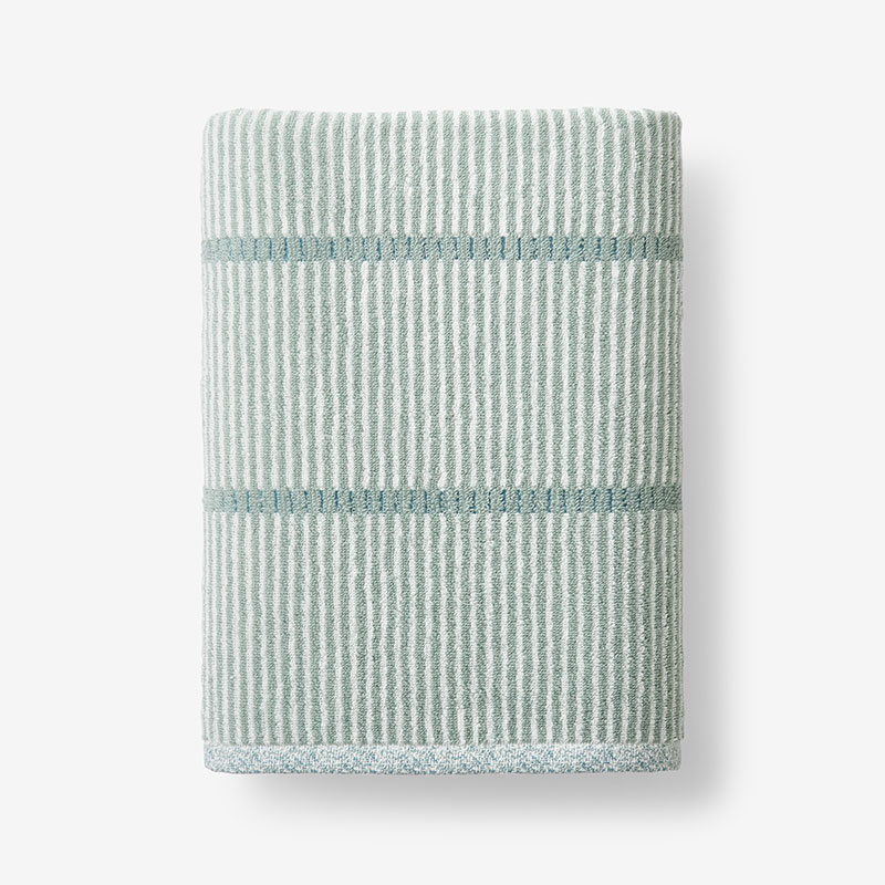 The Company Store Narrow Stripe Reversible Cotton Bath Sheet In Green/teal/turquoise Blue
