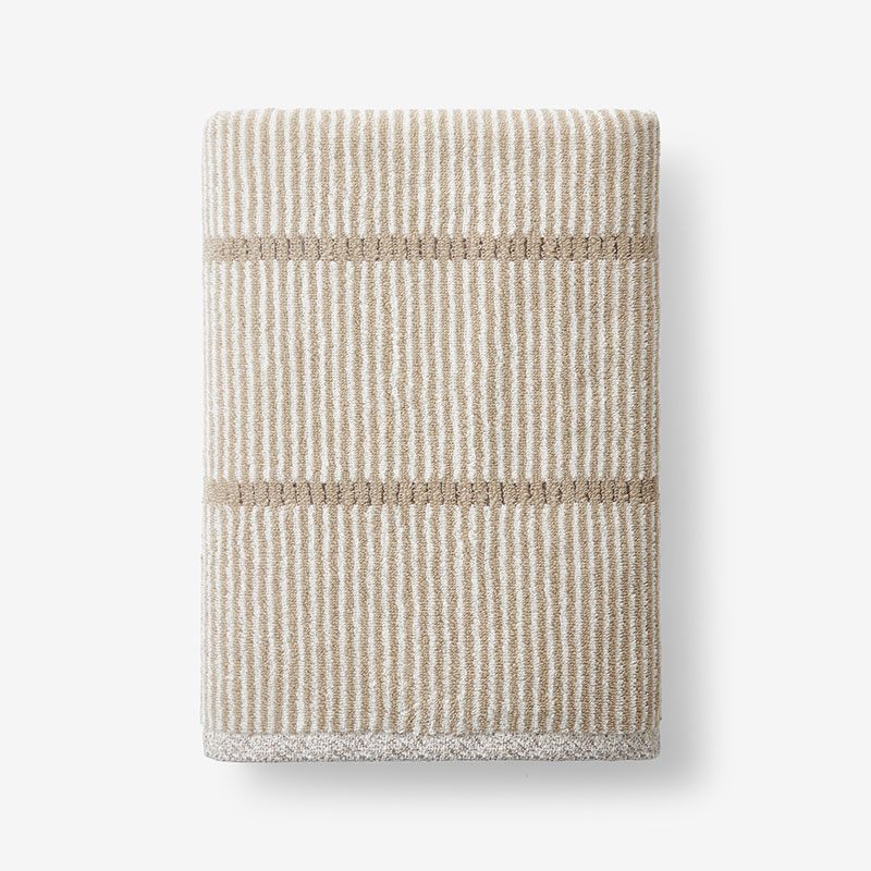 The Company Store Narrow Stripe Reversible Cotton Bath Towel In Beige