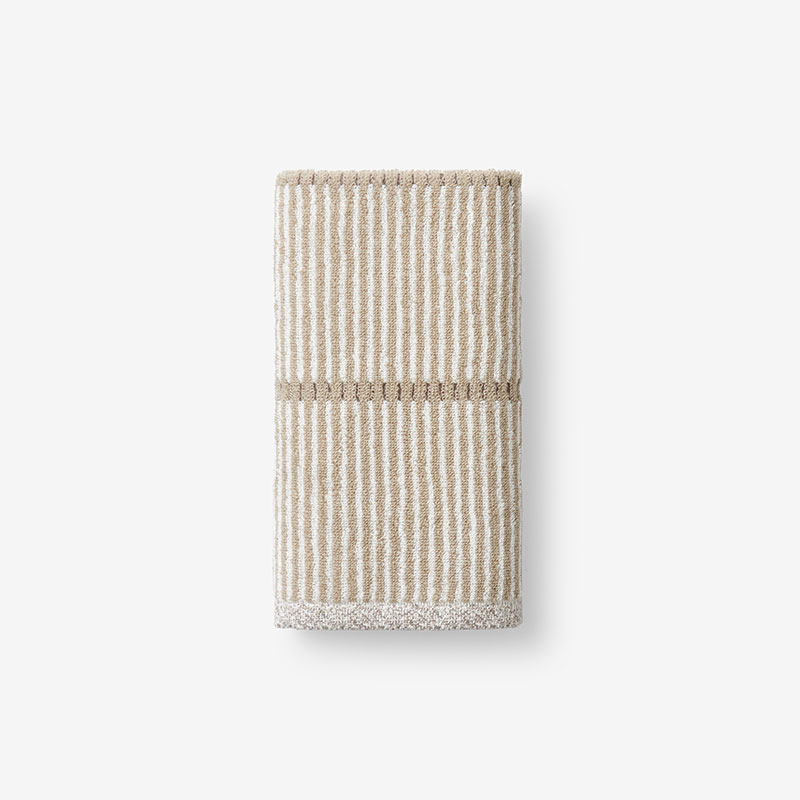 The Company Store Narrow Stripe Reversible Cotton Hand Towel In Beige
