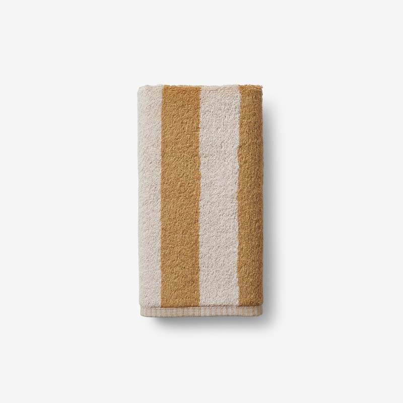 The Company Store Reversible Stripe Turkish Cotton Hand Towel In Yellow