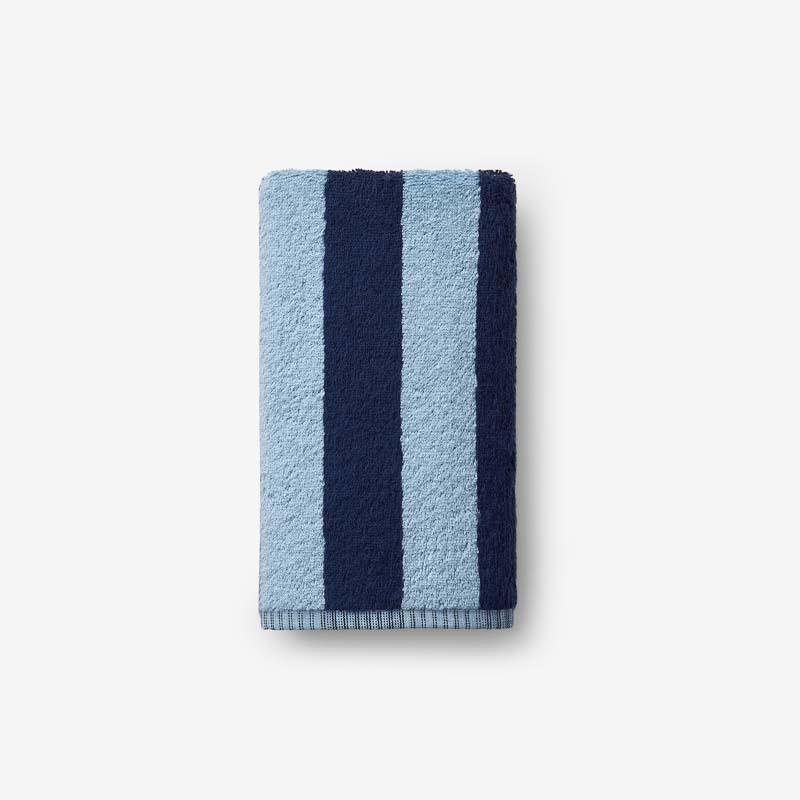 The Company Store Reversible Stripe Turkish Cotton Hand Towel In Blue