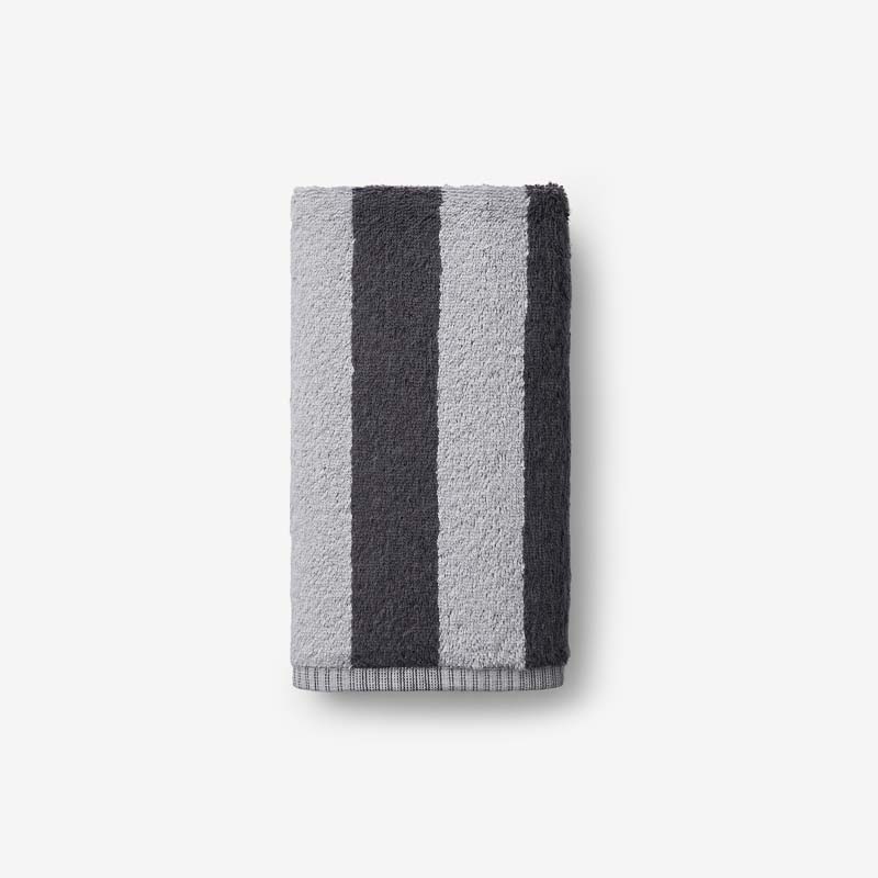 The Company Store Reversible Stripe Turkish Cotton Hand Towel In Gray