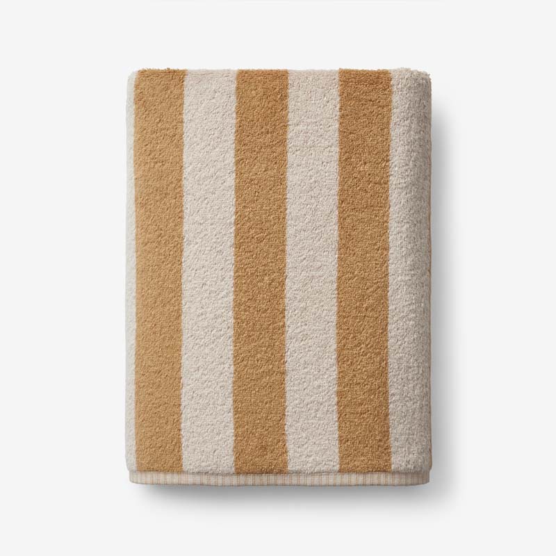 The Company Store Reversible Stripe Turkish Cotton Bath Towel In Yellow