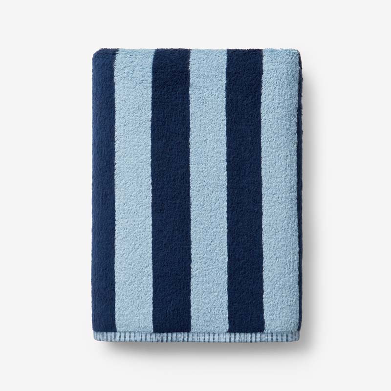 The Company Store Reversible Stripe Turkish Cotton Bath Towel In Blue