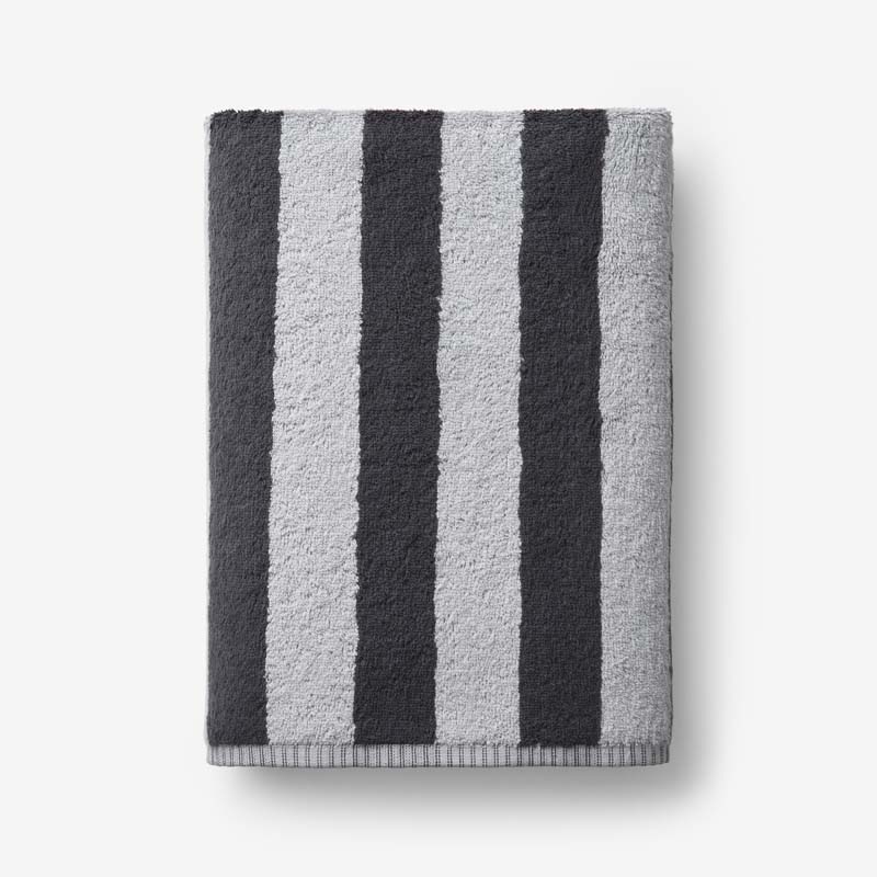 The Company Store Reversible Stripe Turkish Cotton Bath Towel In Gray