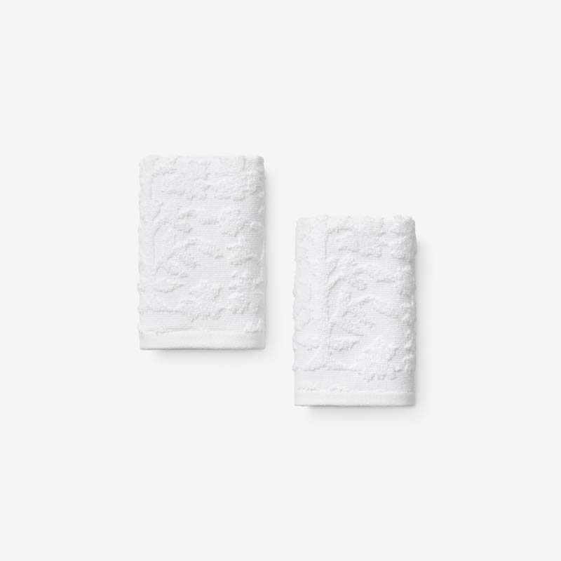 The Company Store Floral Jacquard Washcloths, Set Of 2 In White