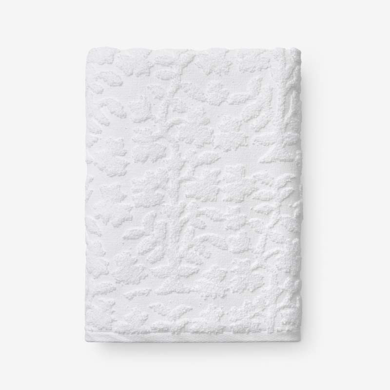 The Company Store Floral Jacquard Bath Towel In White