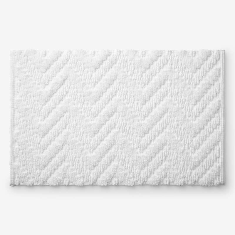 The Company Store Textured Handwoven Cotton Bath Rug In White
