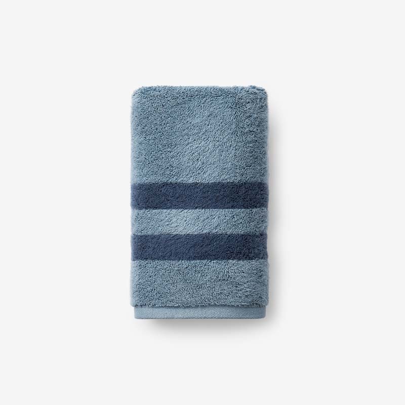 The Company Store Mirage Aegean Cotton Reversible Stripe Hand Towel In Blue