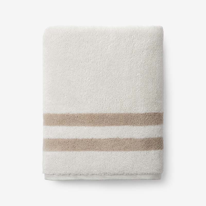 The Company Store Mirage Aegean Cotton Reversible Stripe Bath Towel In Sand