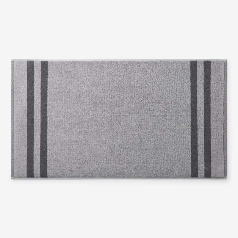 The Company Store Mirage Aegean Cotton Reversible Stripe Bath Mat In Gray